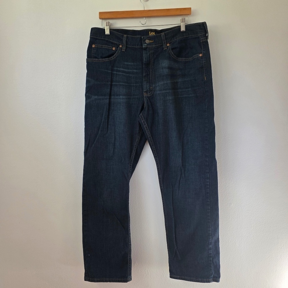 Lee Men's Regular Fit Dark Wash Jeans - 38x30